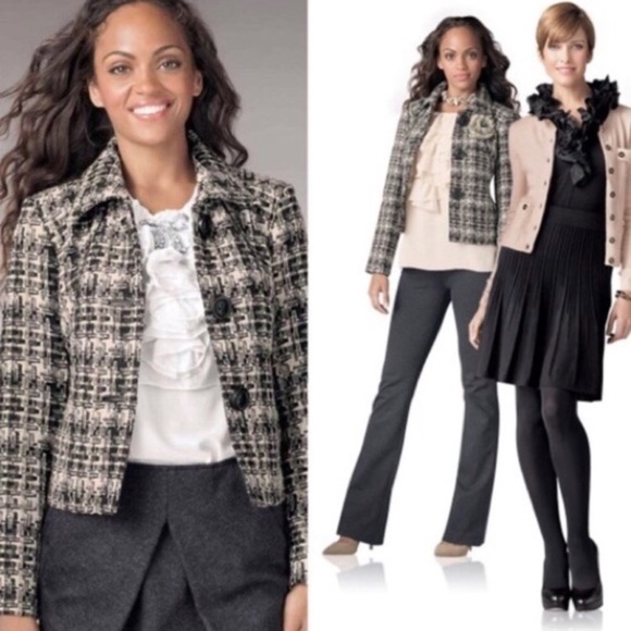 Cabi tweed faux leather trim jacket - Picture 2 of 6